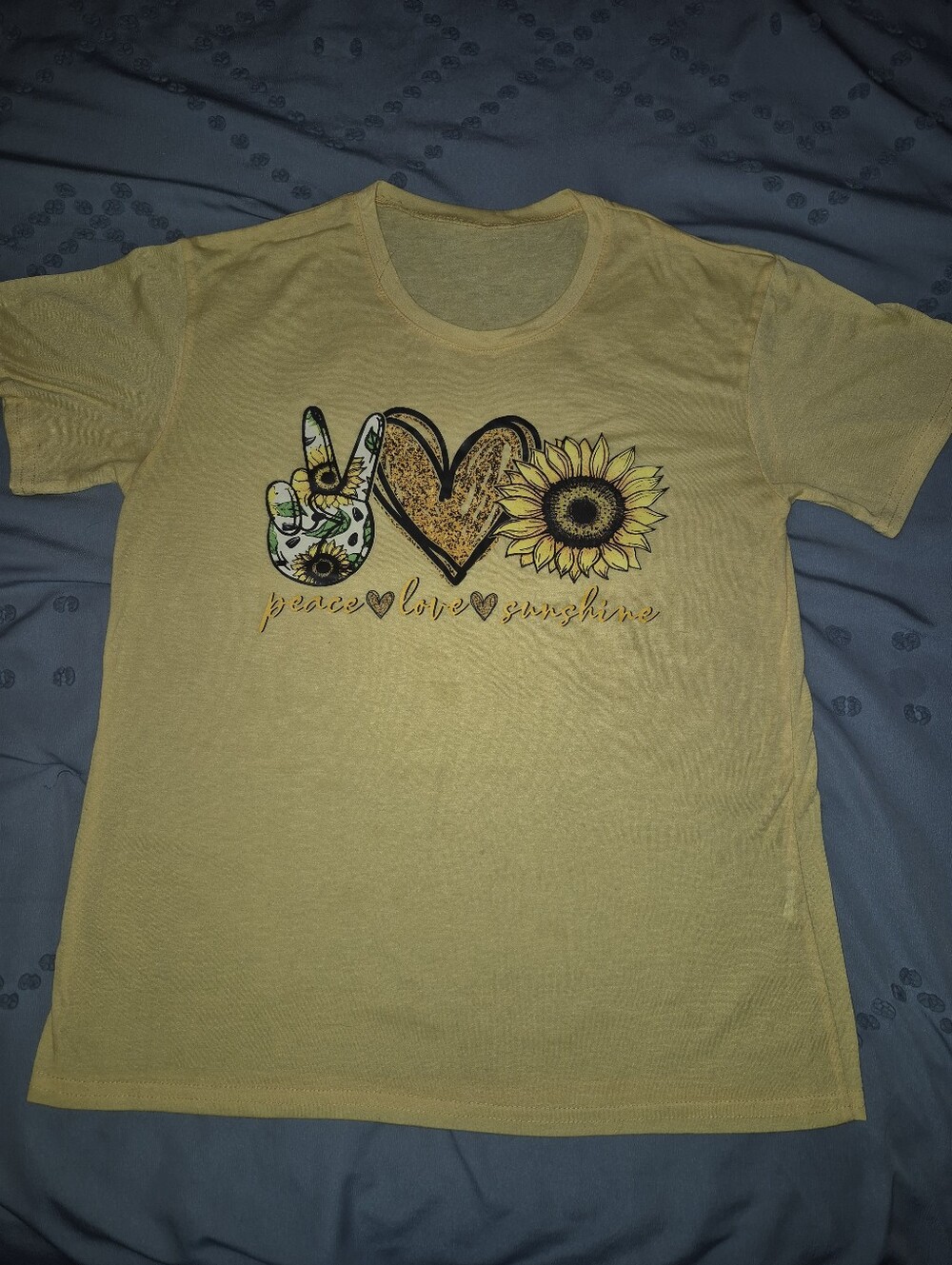 Yellow 'Peace Love Sunshine' Graphic Tee